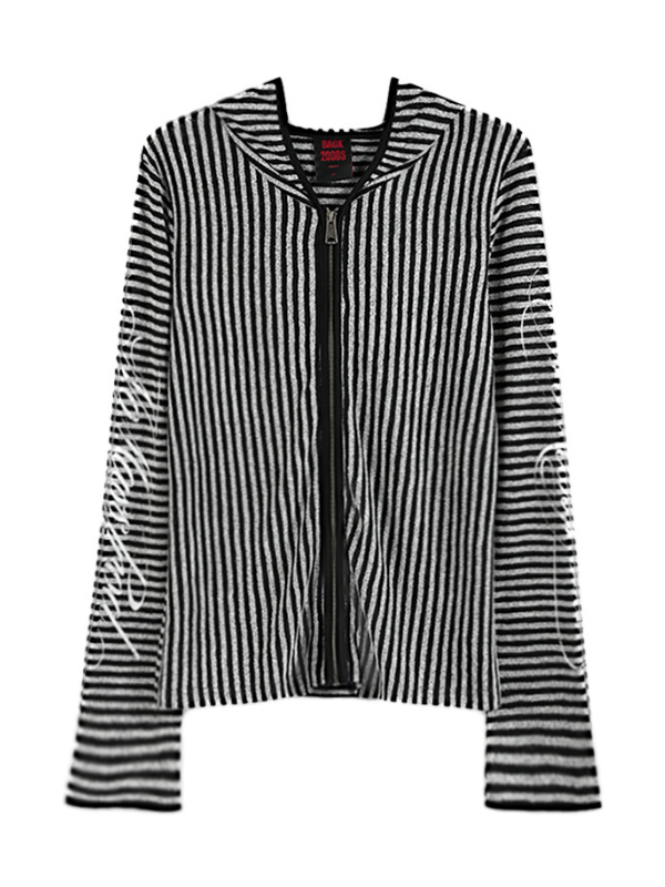 Glitter Stripe Zip-Up Hoodie