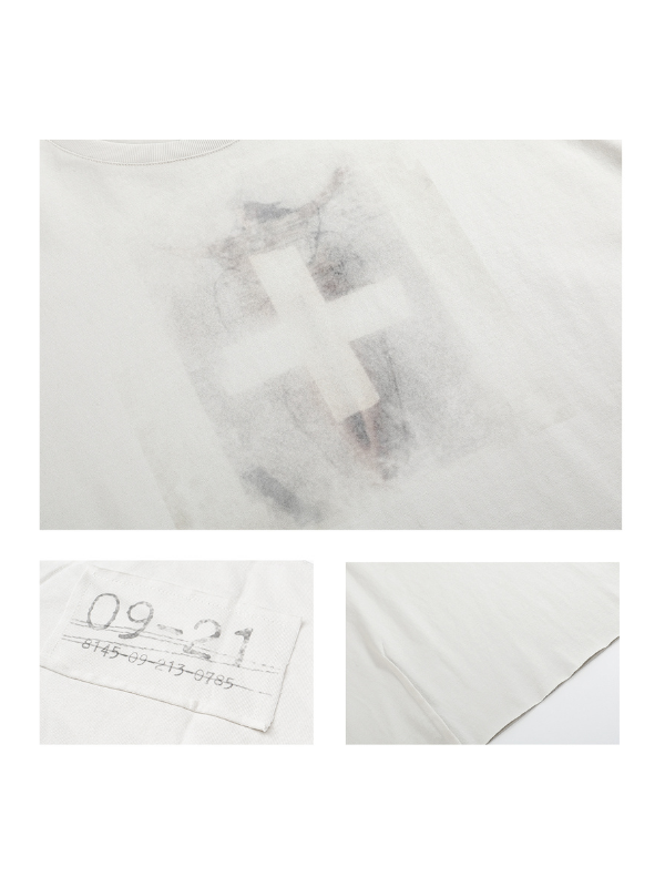 Blurry Cross Print Long Sleeve T-Shirt