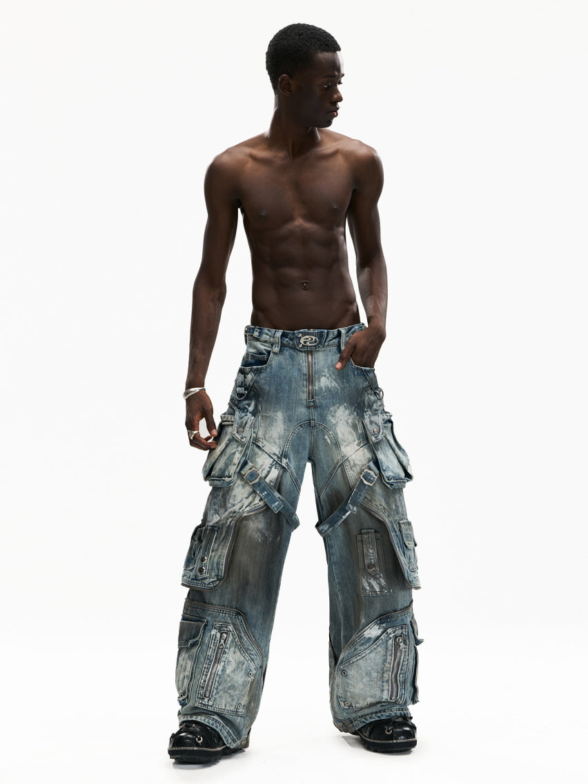 Dystopian Multi-Pocket Tactical Denim Pants