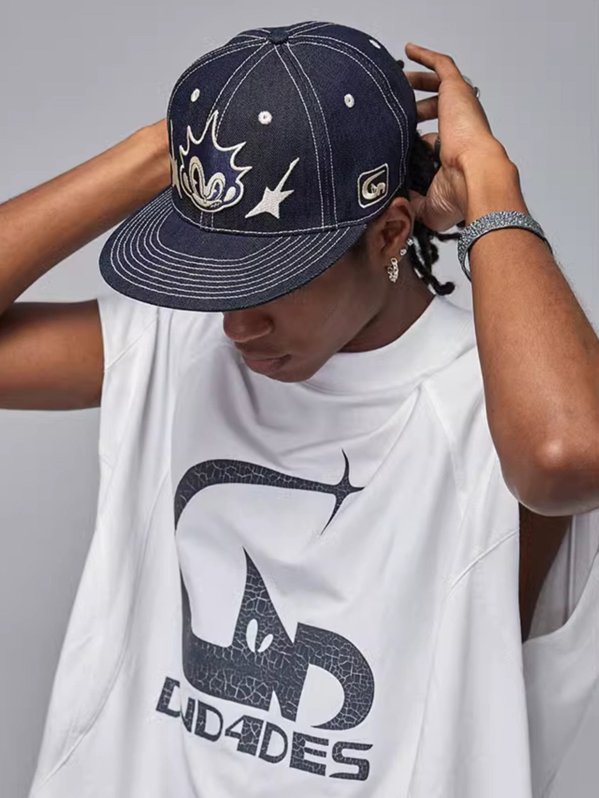 Denim Cartoon Graphic Cap