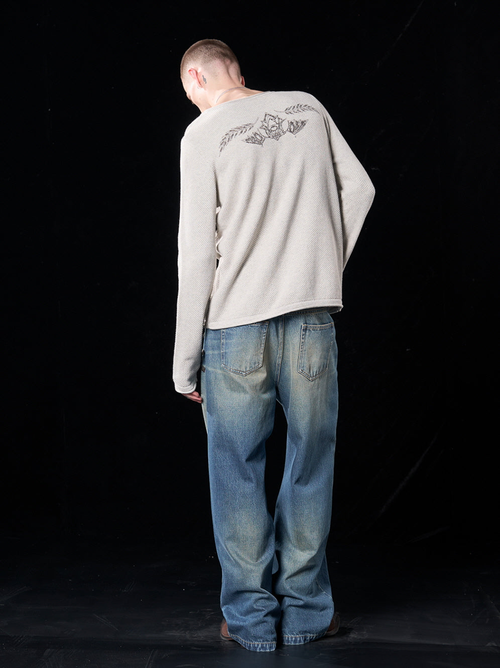 SKULLTATTOO Special Weave V-Neck Loose Sweater