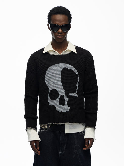 00's Skull Graphic Crew Neck Sweater