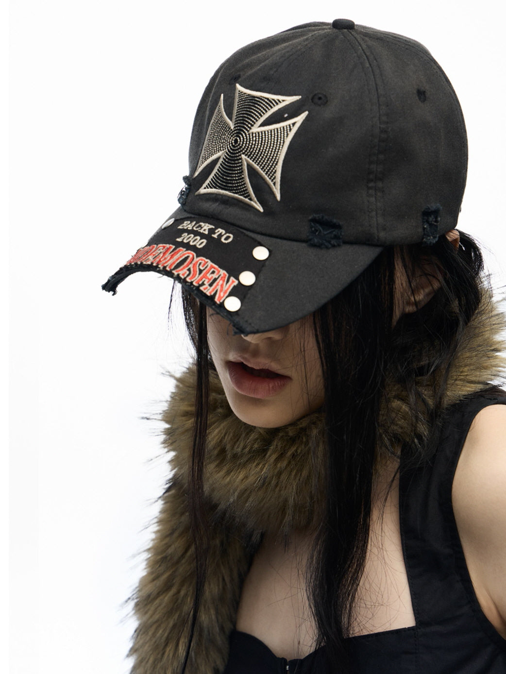 BACK TO 2000 Cross Patch Distressed Cap