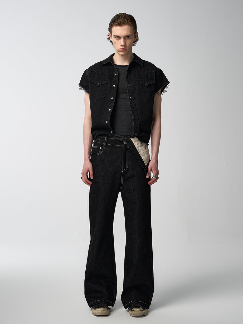 Back 2000s Cut-Off Denim Shirt