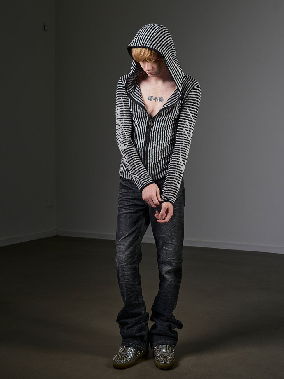 Glitter Stripe Zip-Up Hoodie