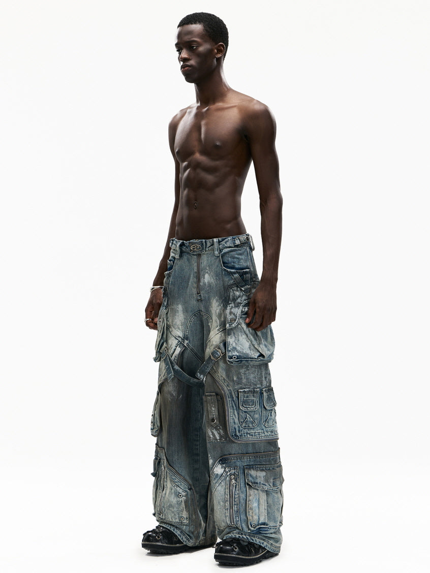Dystopian Multi-Pocket Tactical Denim Pants