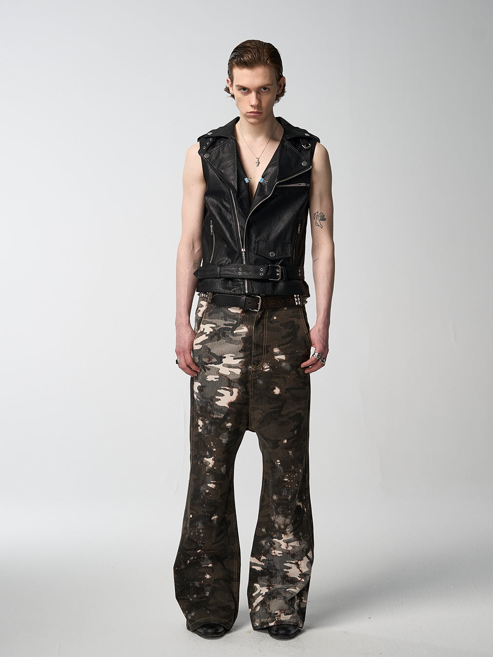 Bleached Camo Wide Leg Pants