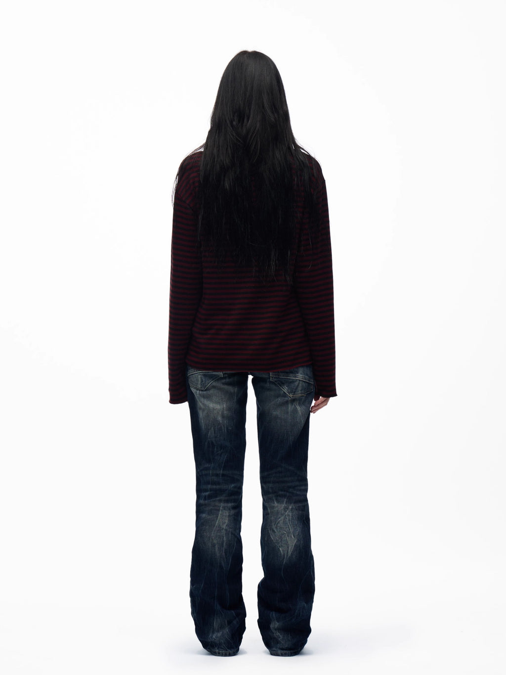 Striped Music Emblem Long Sleeve Polo Shirt