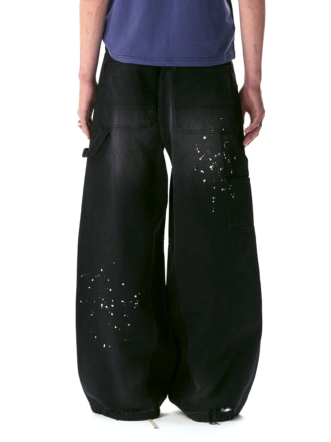 Distressed Black Wide-Leg Jeans