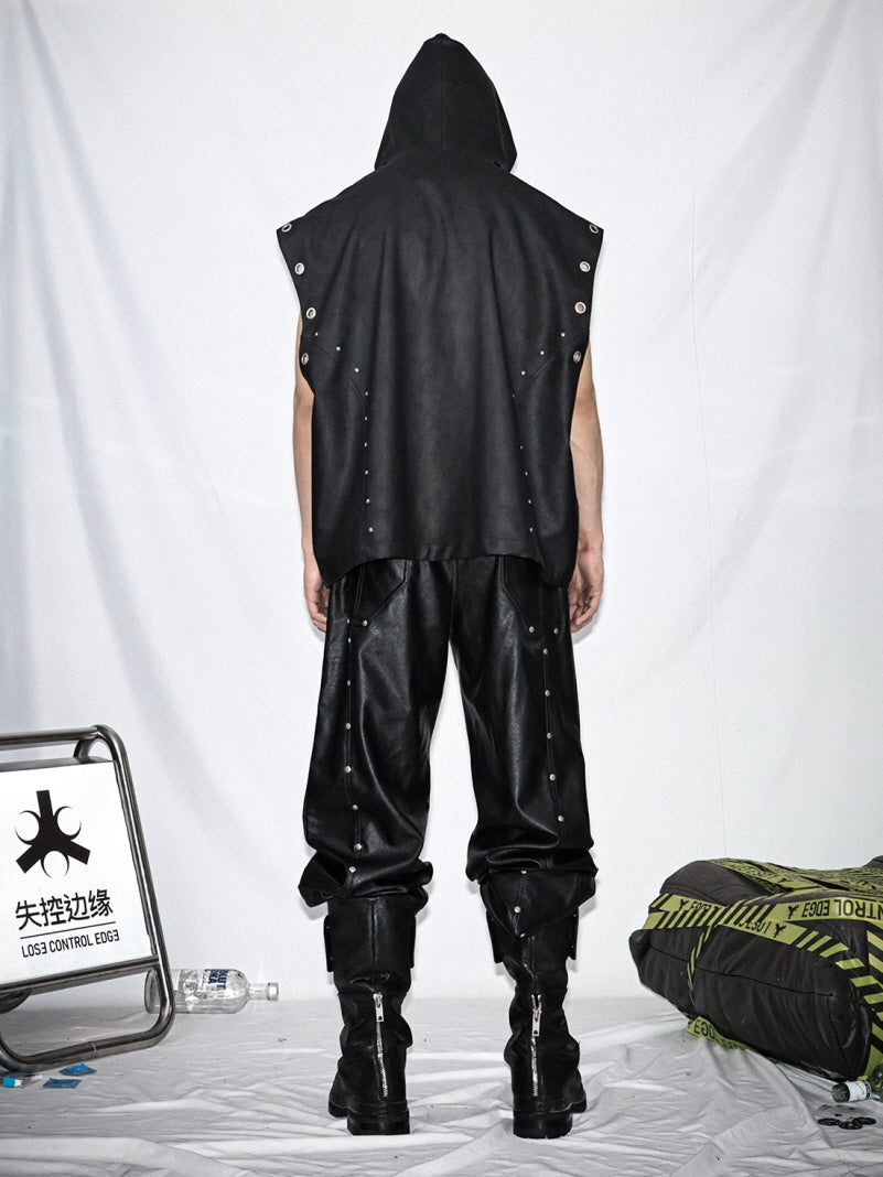 Edge Hooded Leather Vest