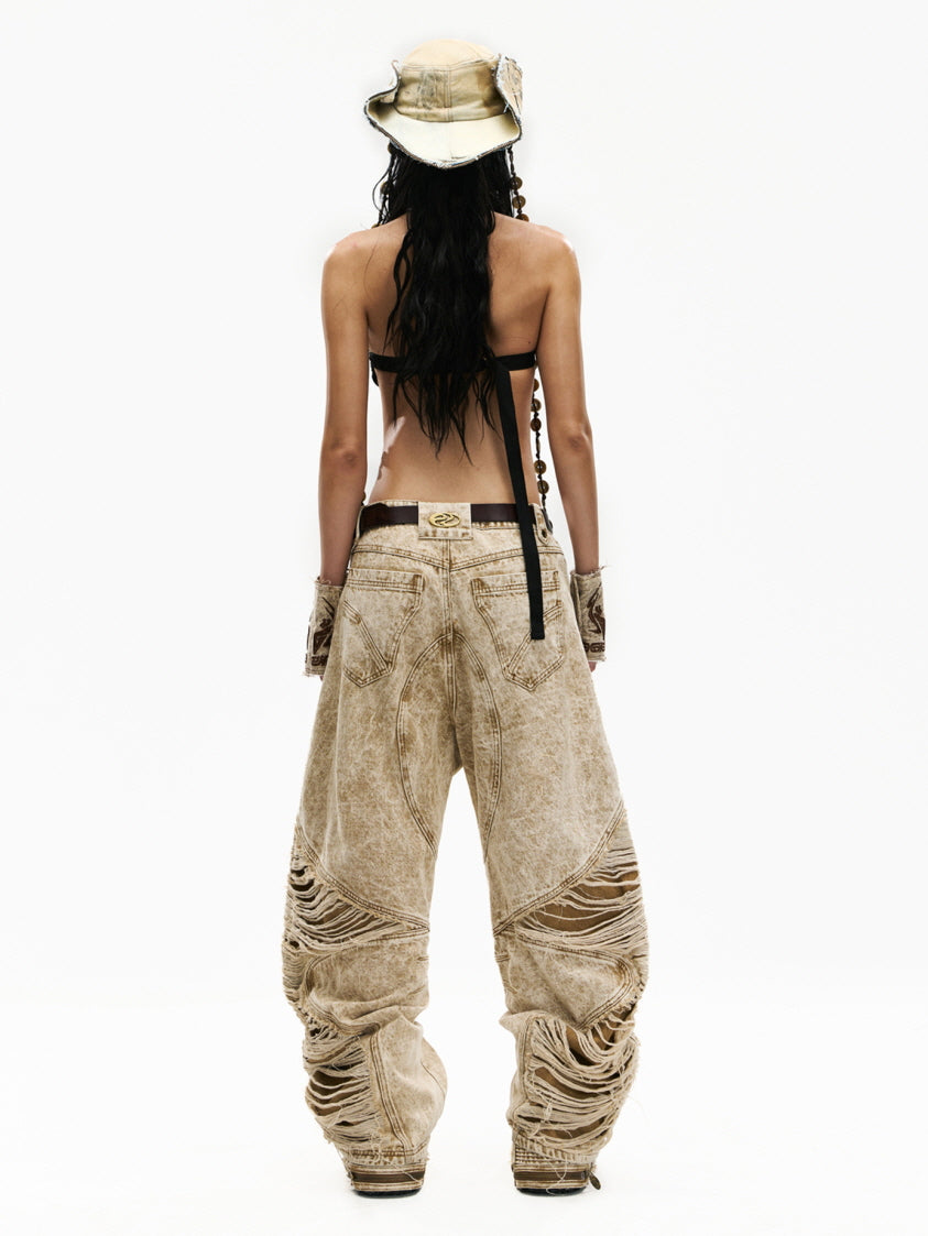 Desert Torn 3D Cutout Wide Jeans