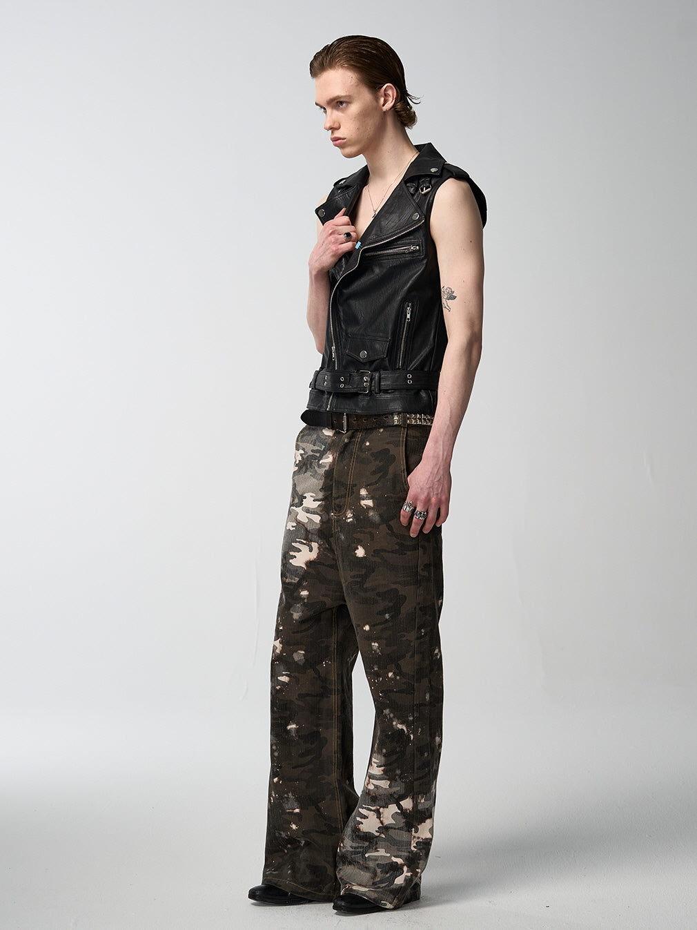 Bleached Camo Wide Leg Pants