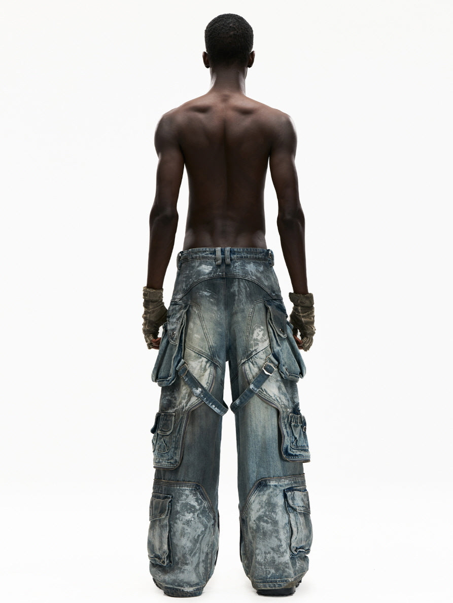 Dystopian Multi-Pocket Tactical Denim Pants