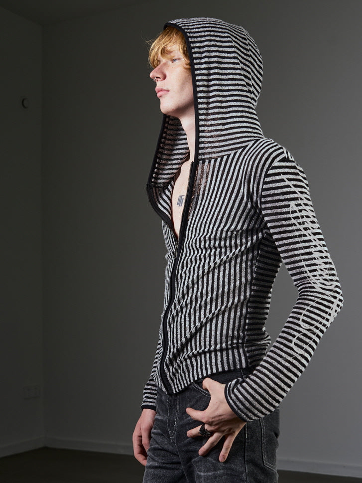 Glitter Stripe Zip-Up Hoodie