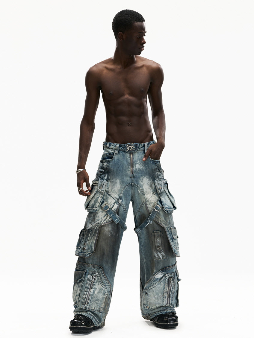 Dystopian Multi-Pocket Tactical Denim Pants