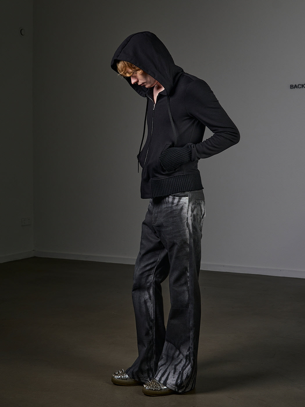 Gradient Tiger Washed Digital Print Bootcut Jeans