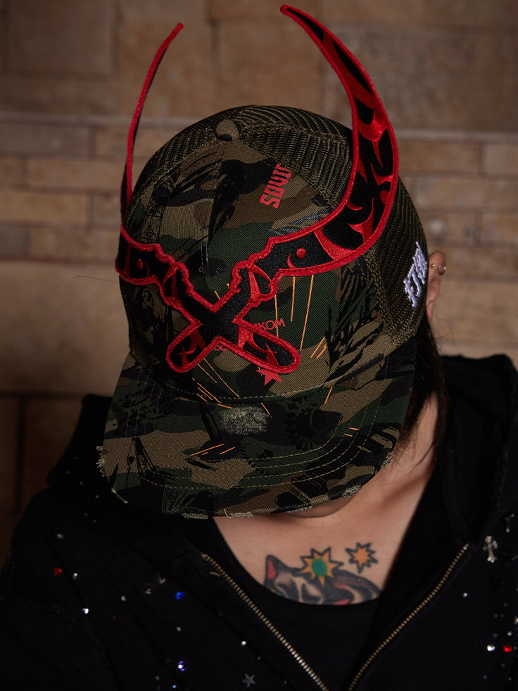 Crossblade Horn Camo Trucker Cap