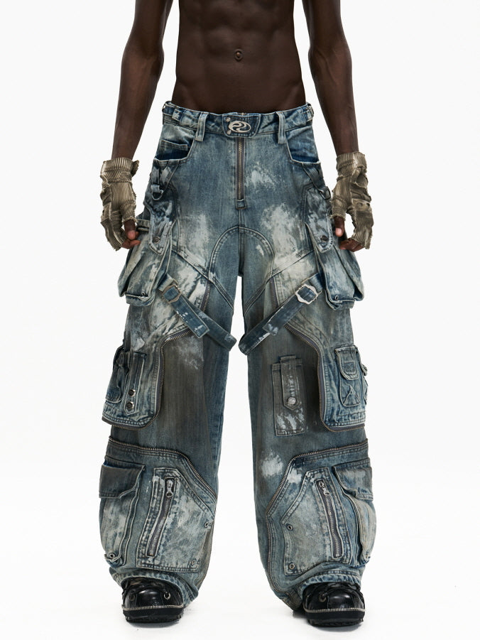 Dystopian Multi-Pocket Tactical Denim Pants
