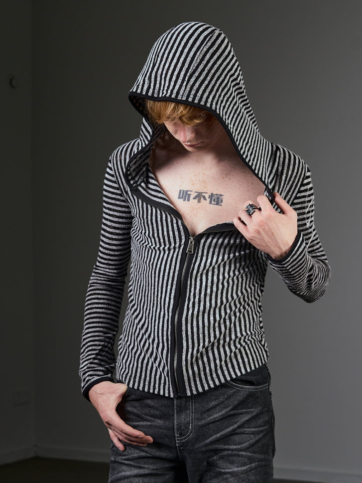 Glitter Stripe Zip-Up Hoodie