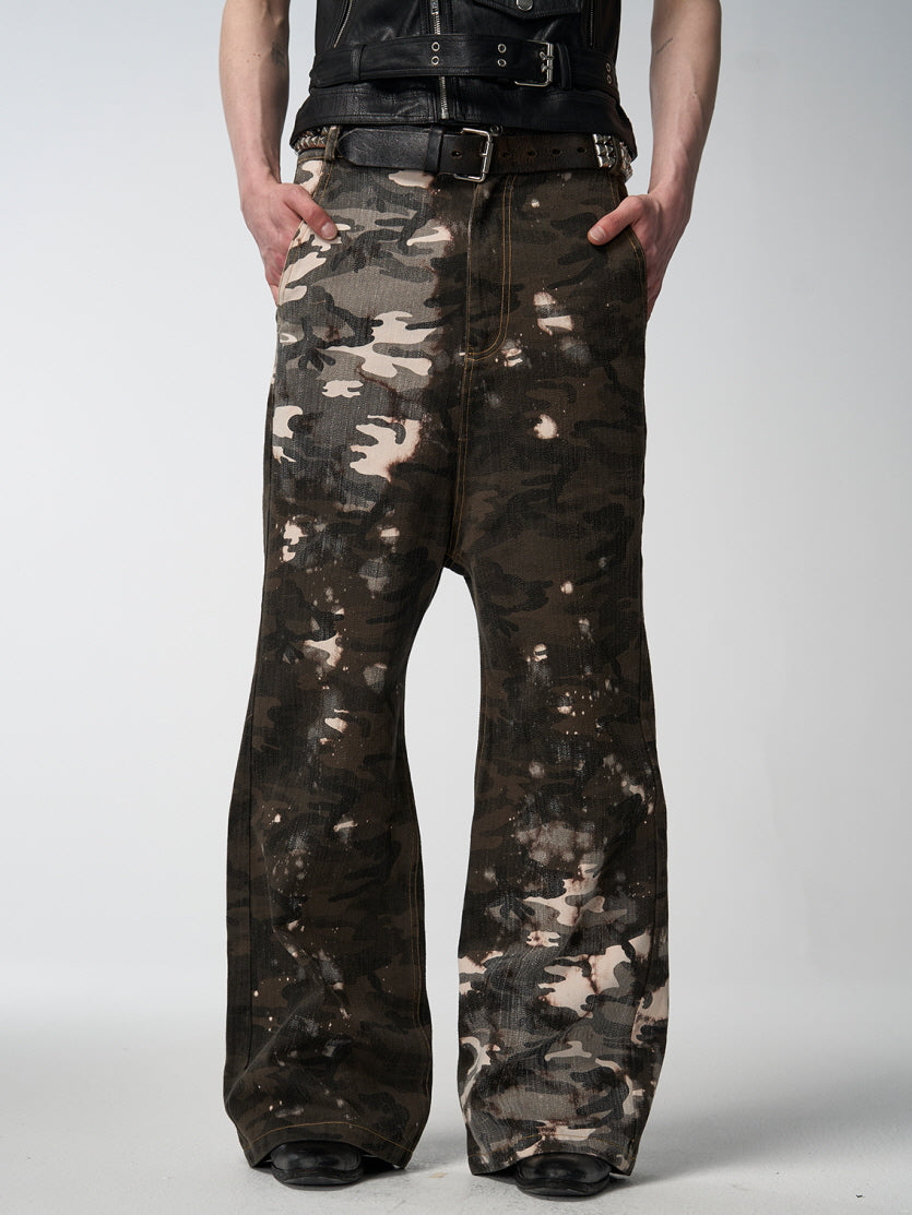 Bleached Camo Wide Leg Pants