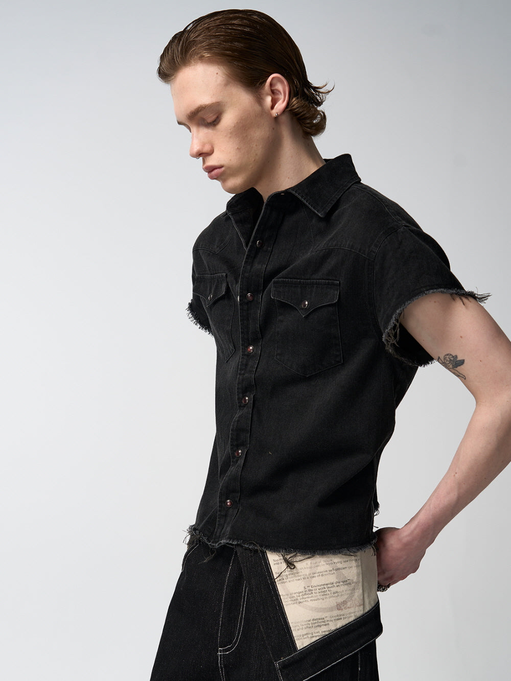 Back 2000s Cut-Off Denim Shirt