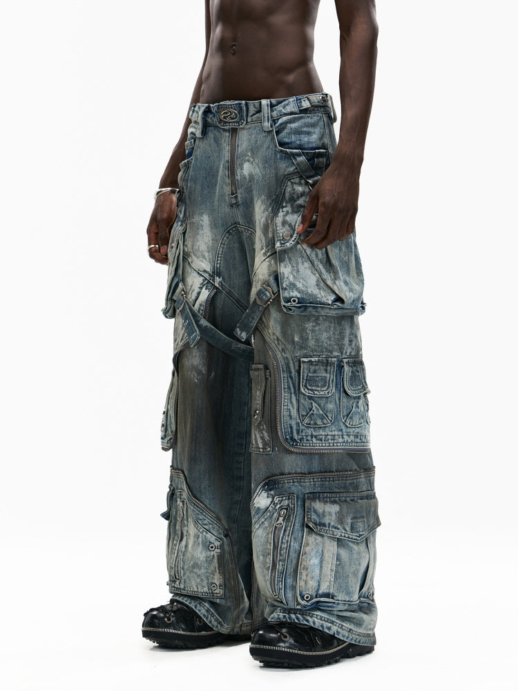 Dystopian Multi-Pocket Tactical Denim Pants