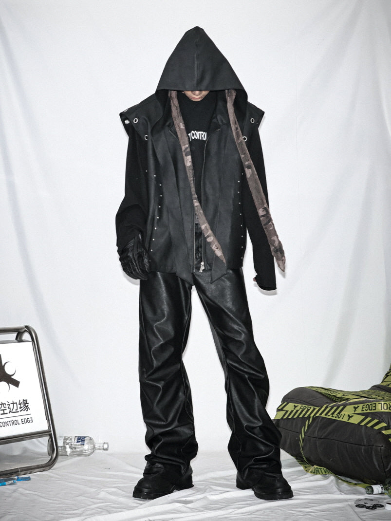 Edge Hooded Leather Vest