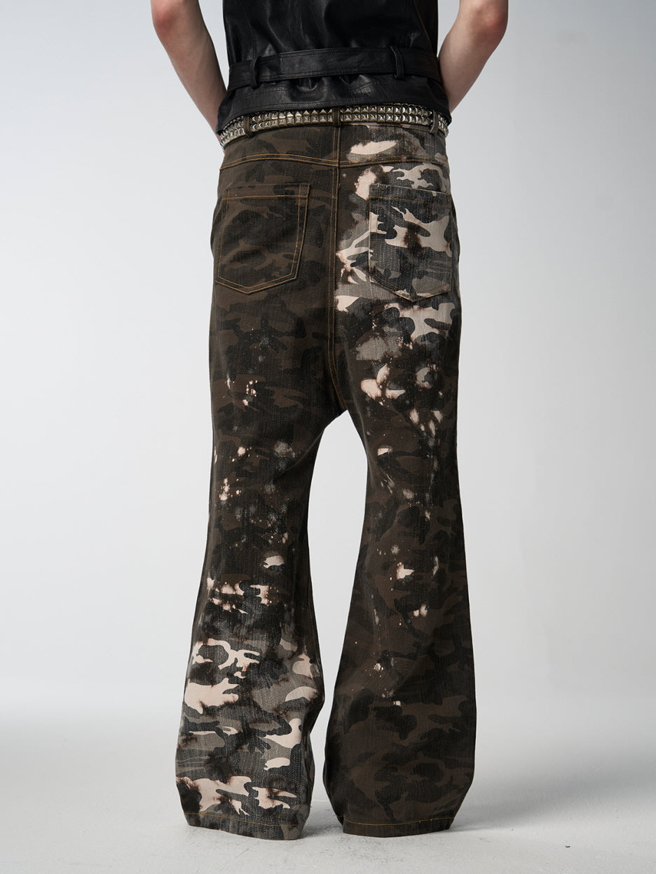 Bleached Camo Wide Leg Pants
