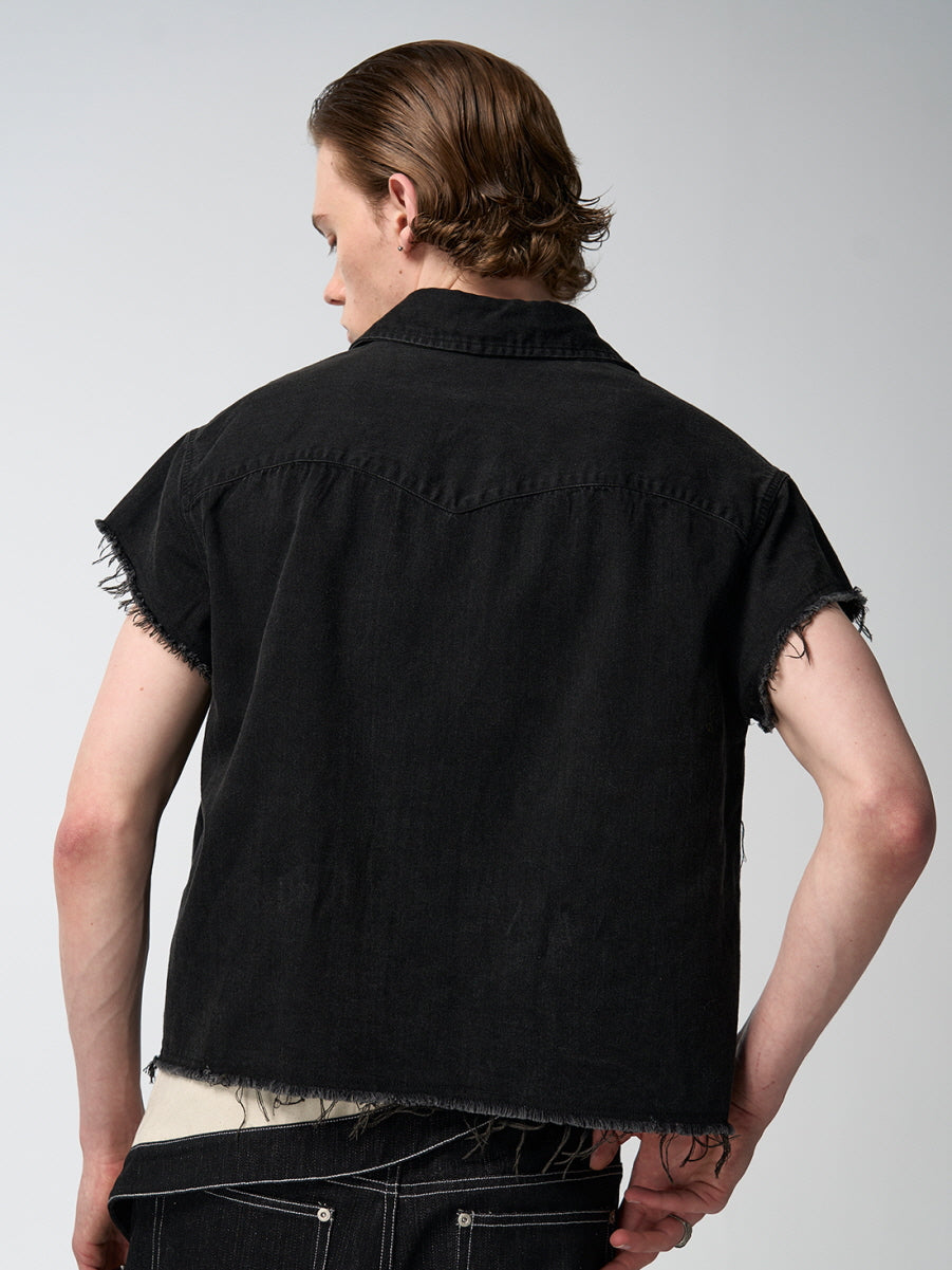 Back 2000s Cut-Off Denim Shirt