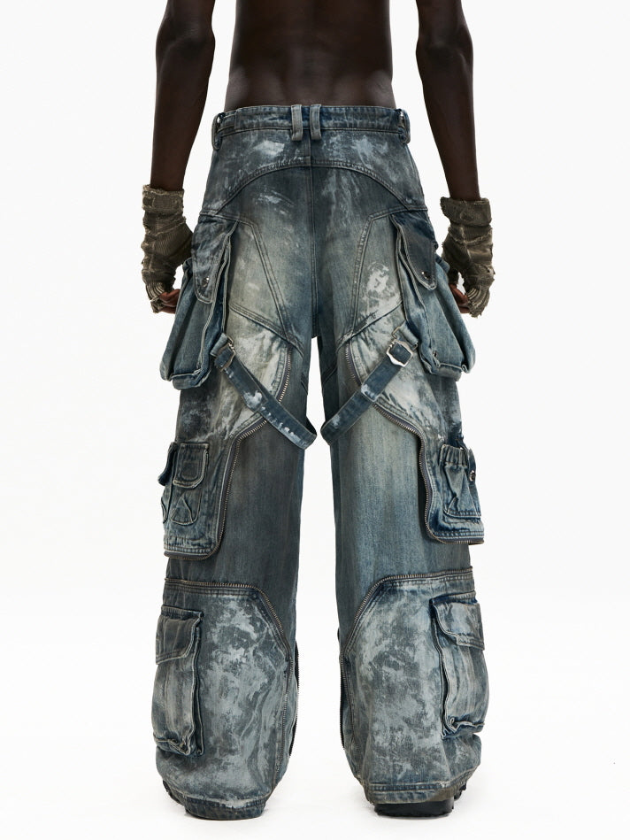Dystopian Multi-Pocket Tactical Denim Pants