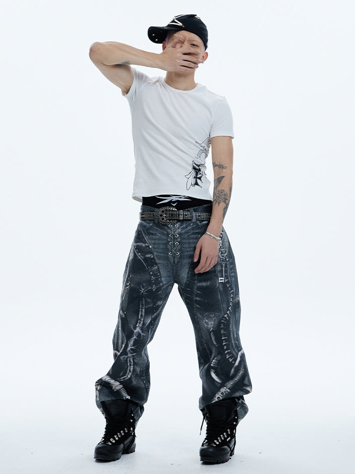 Spine Tribal Graphic Ribbed Tee