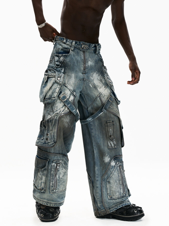 Dystopian Multi-Pocket Tactical Denim Pants