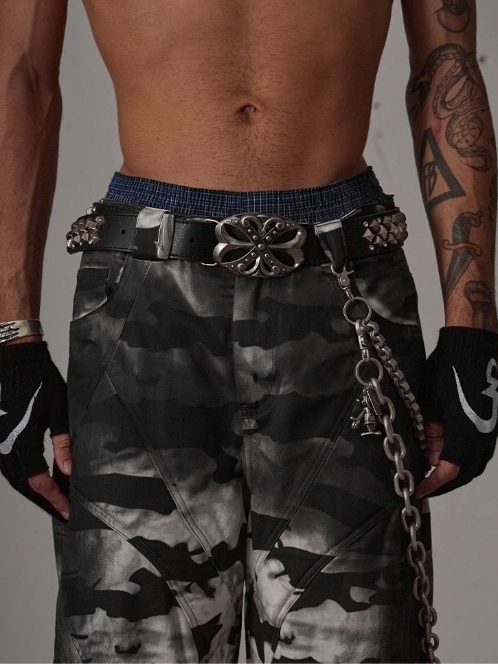 Studded Gothic Cross Buckle Belt