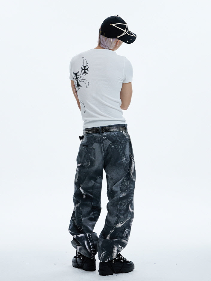 Spine Tribal Graphic Ribbed Tee