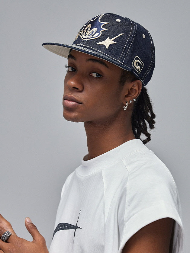 Denim Cartoon Graphic Cap