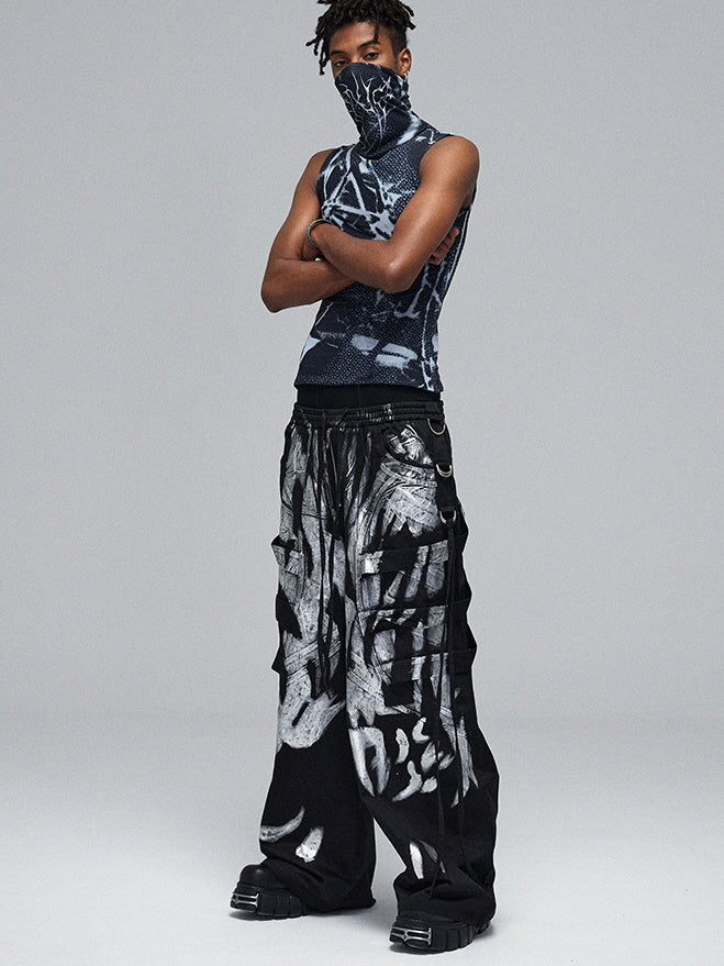 Abstract Graffiti Wide-Leg Pants