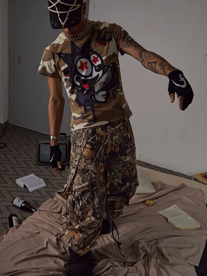 Tactical Strap Wide Pants　