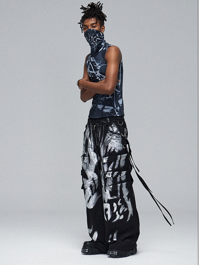 Abstract Graffiti Wide-Leg Pants