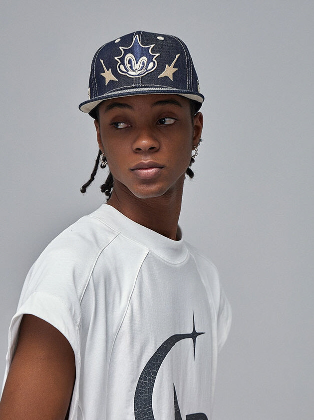 Denim Cartoon Graphic Cap