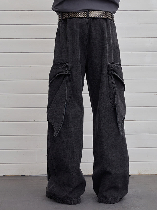 Shadow Stitch Wide-Leg Cargo Denim