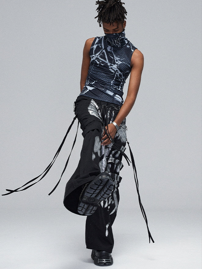 Abstract Graffiti Wide-Leg Pants