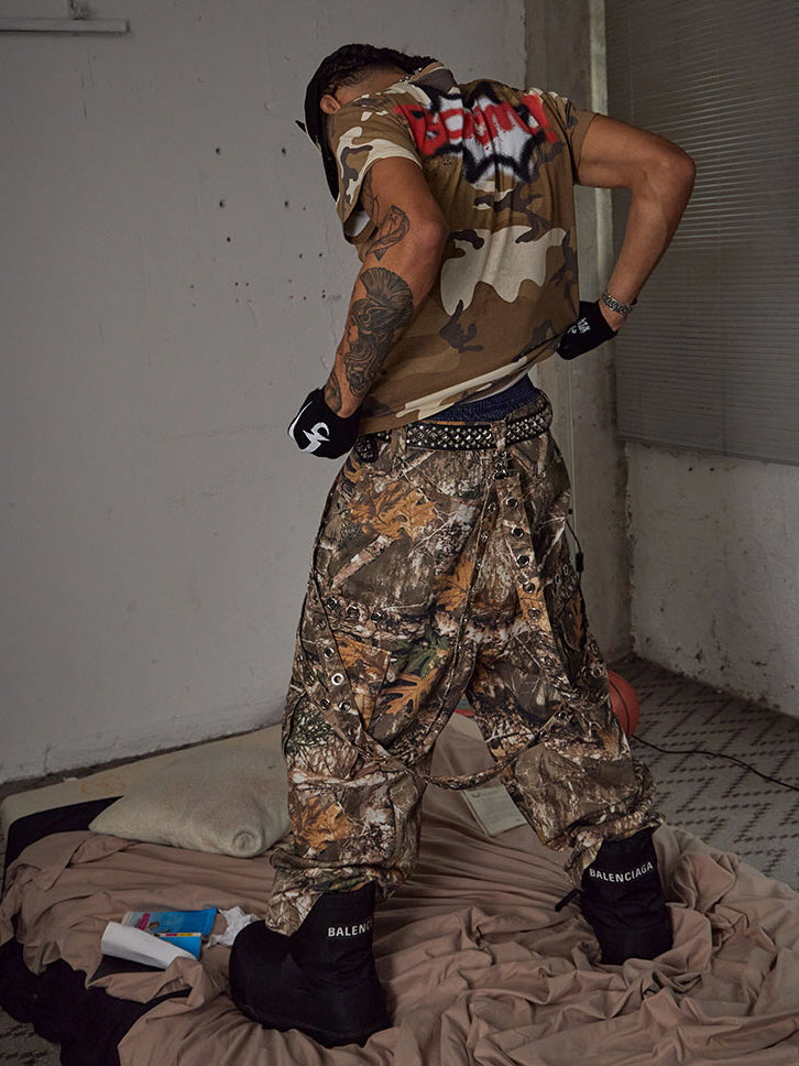 Tactical Strap Wide Pants　
