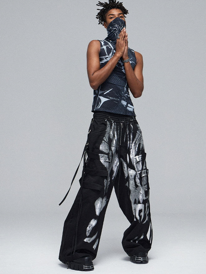 Abstract Graffiti Wide-Leg Pants
