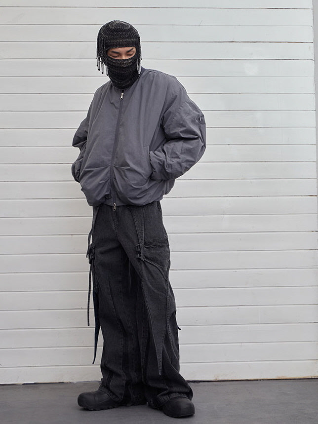 Shadow Stitch Wide-Leg Cargo Denim