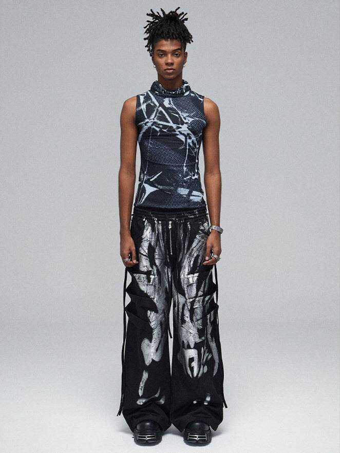 Abstract Graffiti Wide-Leg Pants