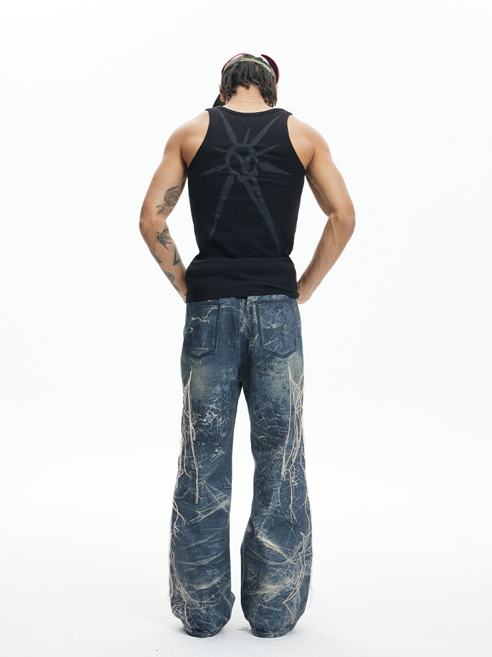 Chaos Web Distressed Denim Pants