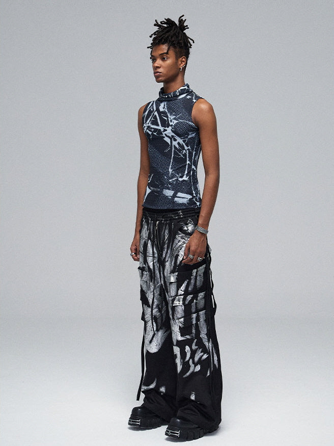 Abstract Graffiti Wide-Leg Pants