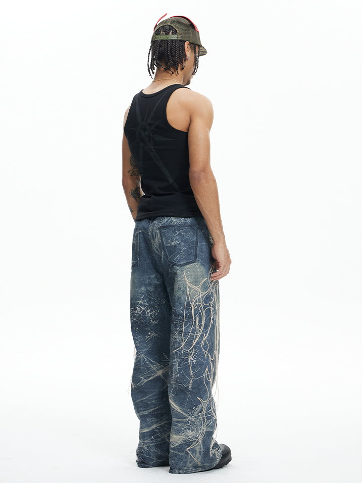 Chaos Web Distressed Denim Pants