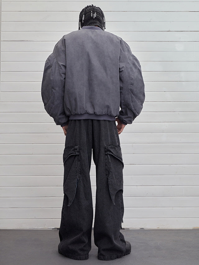 Shadow Stitch Wide-Leg Cargo Denim