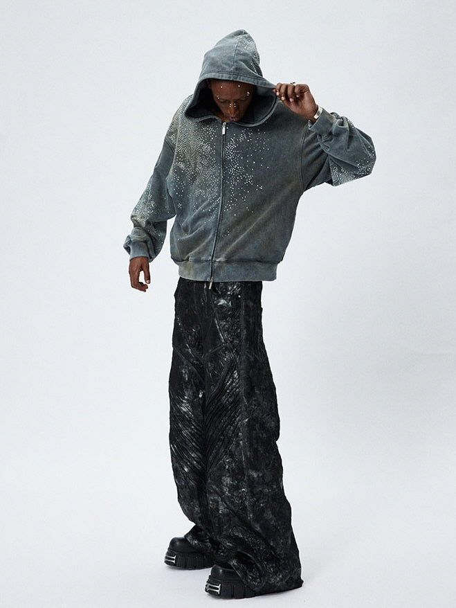 Cracked Texture Wide Pants